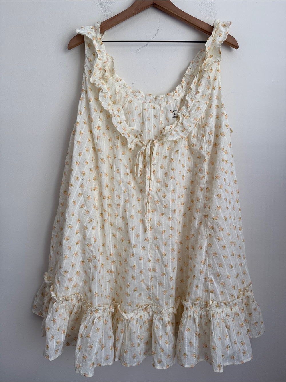 UO Out From Under Natural Lover Letters Ruffle Trim Babydoll Sleep Dress yellow - Picture 2 of 7